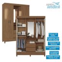 Ver imagem 4 de Guarda Roupa Solteiro 4 Portas com Pés Capelinha Fit Jequitibá Acetinado - Santos Andirá