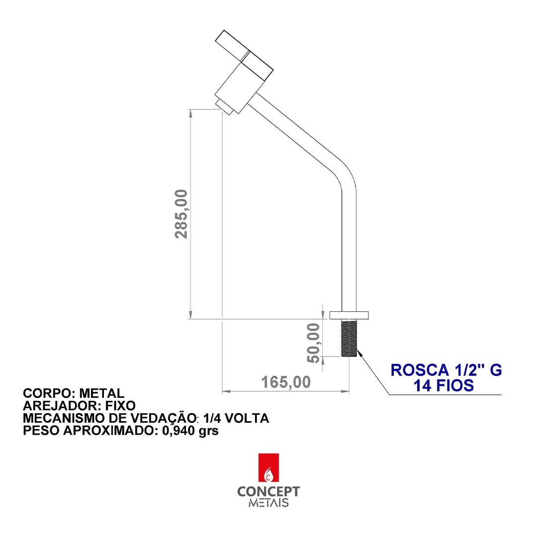 Torneira Luxo Square Alta Lavatório ou Cozinha Cromada Quadrada 7062 Concept Metais - 5
