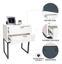 Ver imagem 3 de Kit 2 Mesas Cabeceira Industrial 40cm Branco Eco 2 Gavetas Base Metal Preto Lateral Cama
