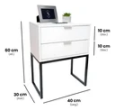 Ver imagem 2 de Kit 2 Mesas Cabeceira Industrial 40cm Branco Eco 2 Gavetas Base Metal Preto Lateral Cama