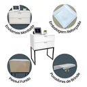 Ver imagem 5 de Kit 2 Mesas Cabeceira Industrial 40cm Branco Eco 2 Gavetas Base Metal Preto Lateral Cama