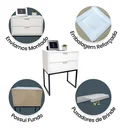 Ver imagem 5 de Kit 2 Mesas Cabeceira Industrial 40cm Branco Eco 2 Gavetas Base Metal Preto Lateral Cama