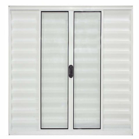 Janela de Alumínio Branco Veneziana de Correr 6 Folhas Sem Grade CMC Modular - 2.00 (L) X 1.20 (A)