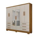 Ver imagem 1 de Guarda Roupa Solteiro Encant 6 Portas de Bater 6 Gavetas MDP com Espelho Cumaru-Fendi