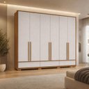 Ver imagem 1 de Guarda-Roupa Casal 100% MDF 6 Portas 3 Gavetas NT6035 Freijo / Off Notável Móveis