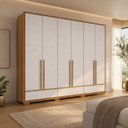 Ver imagem 6 de Guarda-Roupa Casal 100% MDF 6 Portas 3 Gavetas NT6035 Freijo / Off Notável Móveis