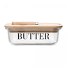 Manteigueira com Espátula e Tampa de Bambu e Vidro 15cm X 11cm X 5cm - 2
