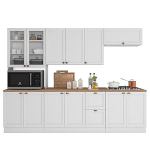 Cozinha Modulada Unna 5 Peças com Paneleiro Duplo Cristaleira Branco - Poliman Móveis