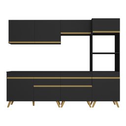 Cozinha Completa 5 Peças com Armário e Balcão Mp3713 Veneza Gb Preta - 7