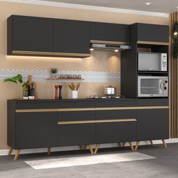 Cozinha Completa 5 Peças com Armário e Balcão Mp3713 Veneza Gb Preta - 1