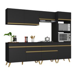 Cozinha Completa 5 Peças com Armário e Balcão Mp3713 Veneza Gb Preta - 3