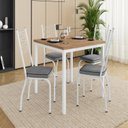 Ver imagem 1 de Conjunto Sala de Jantar Mesa Quadrada 90cm Tampo BP com 4 Cadeiras Adriana Branco/Platina/Demolição