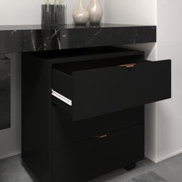 Gaveteiro Preto Multiuso Office Design 3 Gavetas Escritório Preto - 3