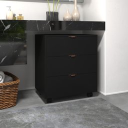 Gaveteiro Preto Multiuso Office Design 3 Gavetas Escritório Preto - 2