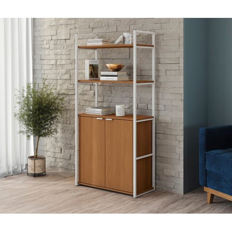 Estante para Livros Estilo Industrial Li041 Kappesberg Cor Canela/branco