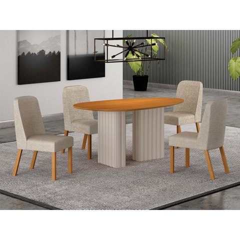 Conjunto Jantar 4 Cadeiras Maciça 1,35x90 Iza - Arbo Design