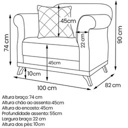 Kit 2 Poltronas Decorativas Retro Polo Linho Areia Ezz Areia - 7