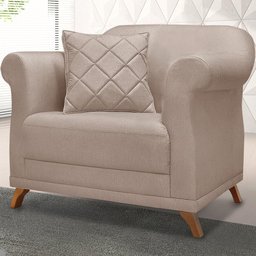 Kit 2 Poltronas Decorativas Retro Polo Linho Areia Ezz Areia - 9