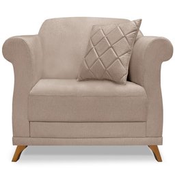 Kit 2 Poltronas Decorativas Retro Polo Linho Areia Ezz Areia - 4