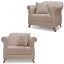 Ver imagem 1 de Kit 2 Poltronas Decorativas Retro Polo Linho Areia Ezz Areia