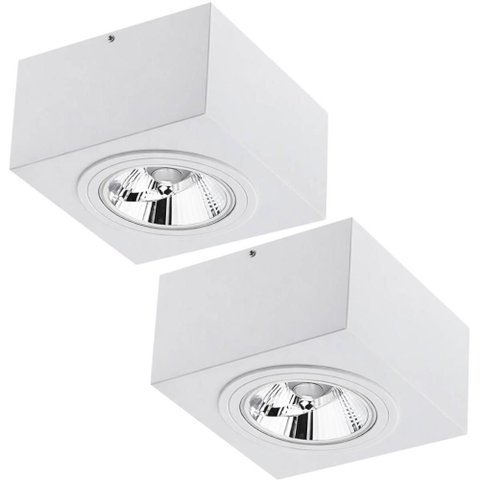 Kit 2 Luminárias Plafon de Sobrepor Box 17cm Bivolt GU10 Dit