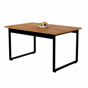 Mesa Retangular Sala de Jantar 120x80 Tampo Mdf sem Vidro Base de Ferro Estilo Industrial:nature