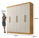 Ver imagem 2 de Guarda Roupa Casal 6 Portas 4 Gavetas Belém - Móveis Valverde - Cinamomo/off White