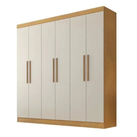 Guarda Roupa Casal 6 Portas 4 Gavetas Belém - Móveis Valverde - Cinamomo/off White
