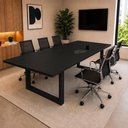 Ver imagem 1 de Mesa Reunião Industrial Escritório 2,00m x 90cm 100% MDF com Caixa de Tomadas Pés Metal F5 Office