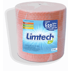 Pano Multiuso Limtech - 23cm X 240m - 600 Folhas - 35g/m² - Laranja