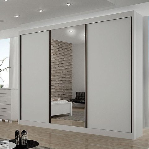 Guarda Roupa 4 Gavetas San Marino Premium com Espelho Branco – Leifer Móveis
