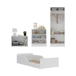 Quarto Infantil Completo C/ Minicama e Mesa Cabeceira Multimóveis Mp4204 Branco - 4