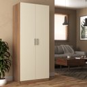 Ver imagem 1 de Guarda-roupa Solteiro Monarca 2 Portas Cor Castanho/offwhite