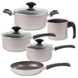 Conjunto de Panelas Antiaderente Ceramic Life Essence Champanhe 5 Peças - Brinox 7250/100 - 1