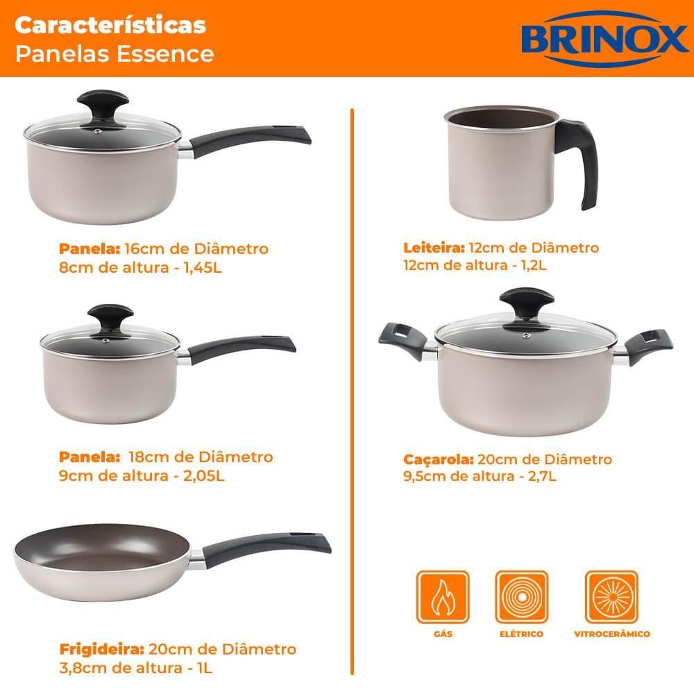 Conjunto de Panelas Antiaderente Ceramic Life Essence Champanhe 5 Peças - Brinox 7250/100 - 6