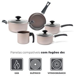 Conjunto de Panelas Antiaderente Ceramic Life Essence Champanhe 5 Peças - Brinox 7250/100 - 4