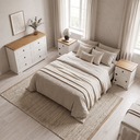 Ver imagem 2 de Conjunto 2 Mesa de Cabeceira Corona Mexicana + Cômoda 6 Gavetas Creme/Carvalho