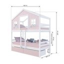 Ver imagem 3 de Beliche Casinha Dos Sonhos com 02 Gavetas Rosa Madeira Maciça Rosa/ Branco Megamobilia