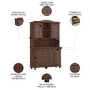 Ver imagem 3 de Cristaleira Portas de Vidro 129cm Pé Madeira Rubia Café F07 - Mpozenato
