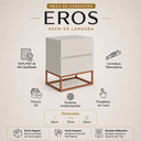 Ver imagem 2 de Mesa Cabeceira Off White para Cama Casal Pés Metal Cobre Eros 45cm 2 Gavetas Puxador Cava Luxo