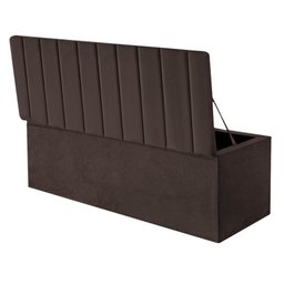 Kit Cabeceira e Calçadeira Baú King 195cm Cancun Courino Marrom - D A DECOR - 3