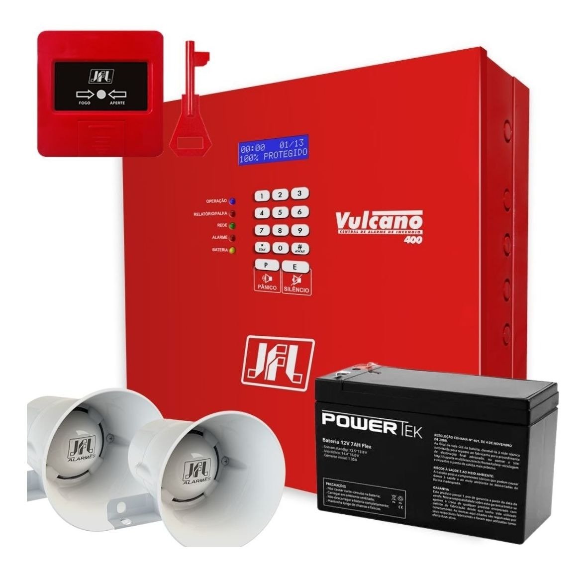 Kit Central de Incêndio Jfl Vulcano até 403 Dispositivos | MadeiraMadeira