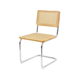 Kit 2 Cadeiras de Jantar Cesca sem Braço Cor Madeira Natural Base Aço Cromado - 2