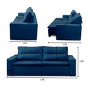 Ver imagem 3 de Sofá Retrátil e Reclinável 3 Lugares com Molas 1,80m Escócia Suede Azul Mirra Decor