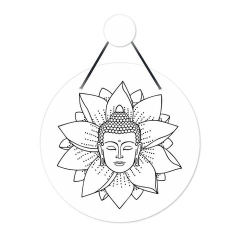Flâmula Buda com Flor 30cmx30cm - Cria Arte Laser Branco