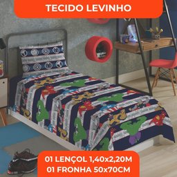 Jogo de Cama Infantil Lepper Vingadores Solteiro 2 Peças Microfibra Azul - 8