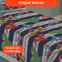 Jogo de Cama Infantil Lepper Vingadores Solteiro 2 Peças Microfibra Azul - 4