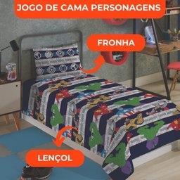 Jogo de Cama Infantil Lepper Vingadores Solteiro 2 Peças Microfibra Azul - 3