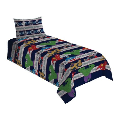 Jogo de Cama Infantil Lepper Vingadores Solteiro 2 Peças Microfibra Azul