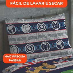 Jogo de Cama Infantil Lepper Vingadores Solteiro 2 Peças Microfibra Azul - 6